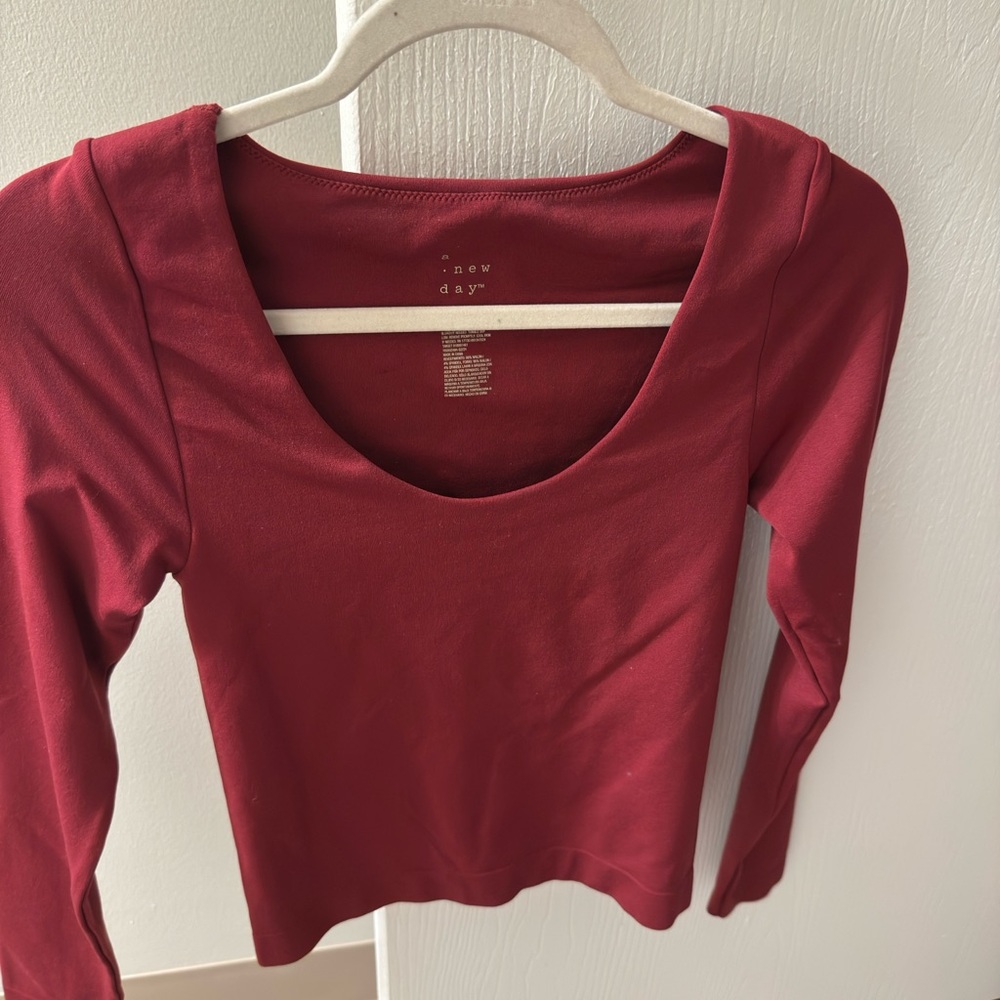 A New Day Women's Burgundy Long Sleeve Tee